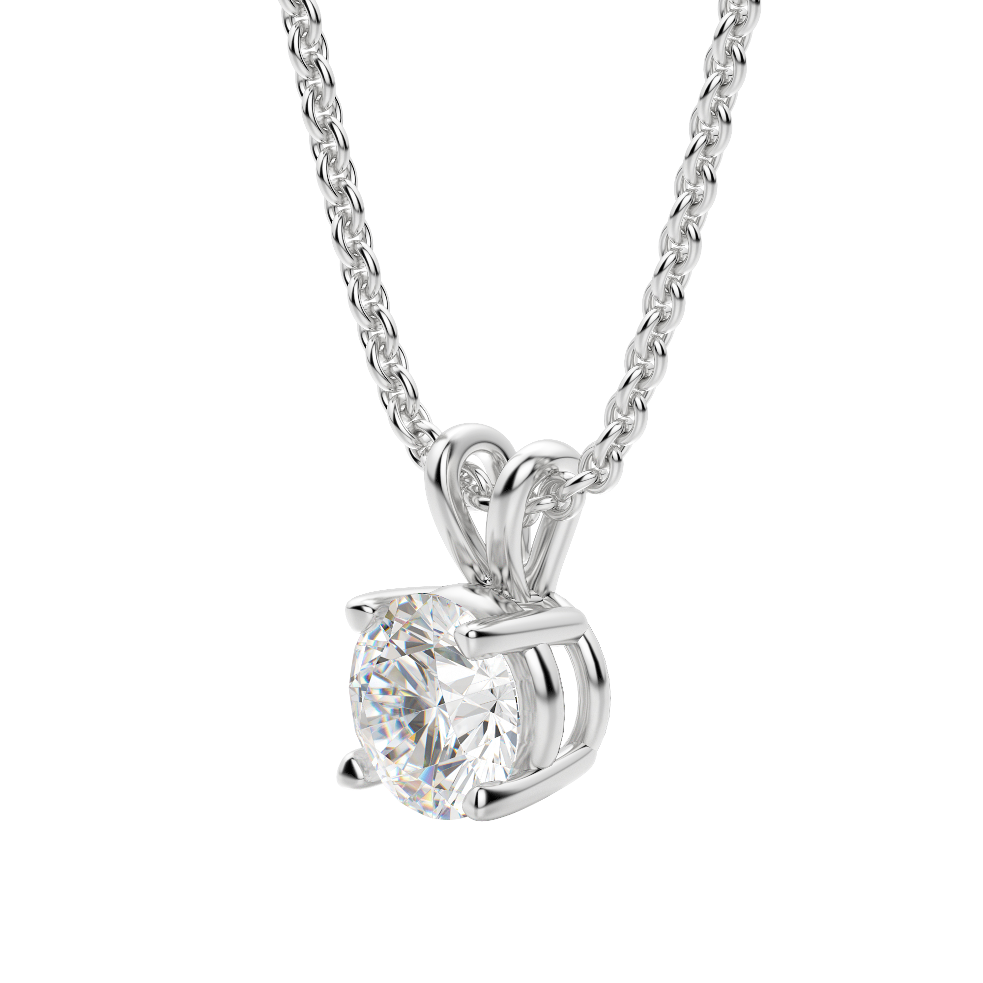 0.25-1.0ct Round Cut Moissanite Solitaire Necklace
