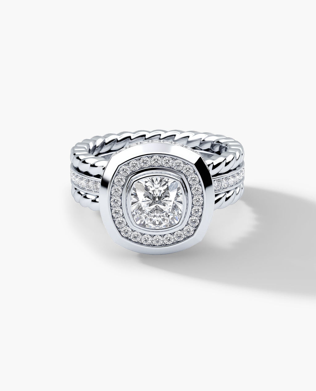 ROPES Cushion Cut Diamond Gold Engagement Ring