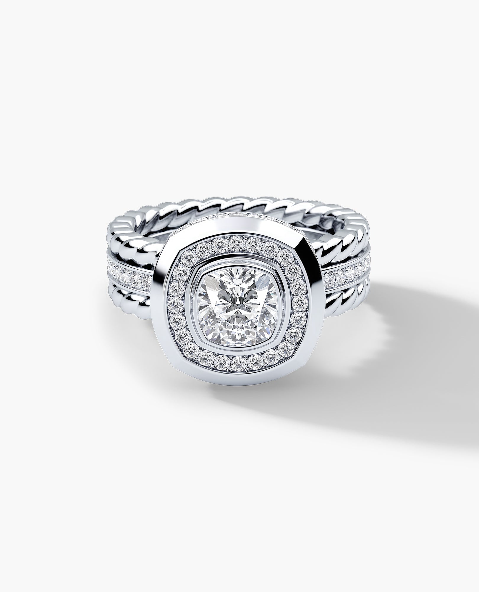 ROPES Cushion Cut Diamond Gold Engagement Ring