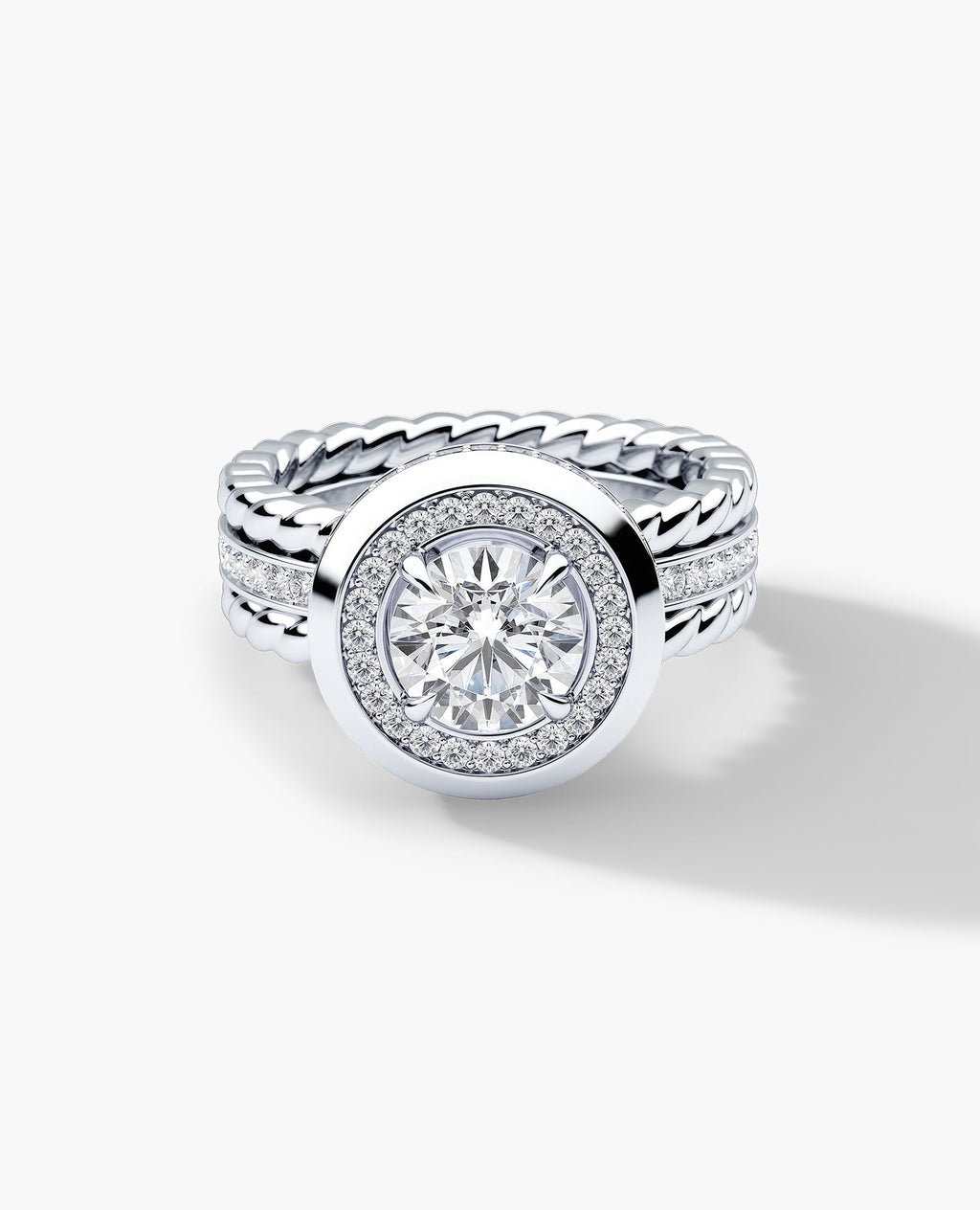 ROPES Round Cut Diamond Gold Engagement Ring
