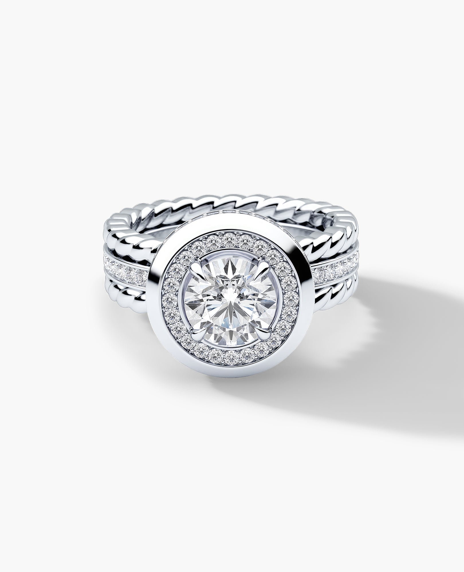 ROPES Round Cut Diamond Gold Engagement Ring