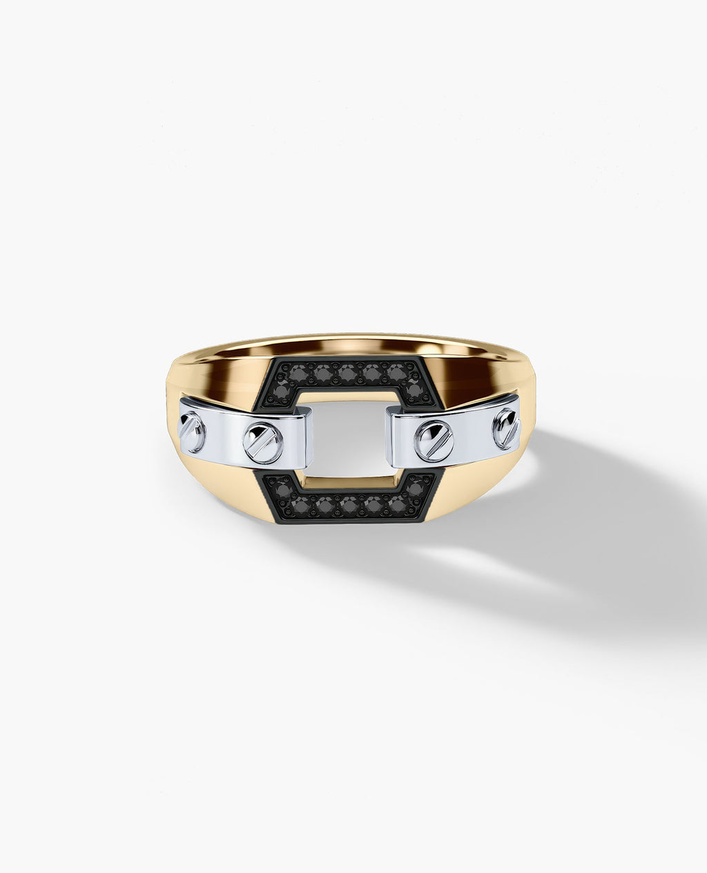 NORTHSTAR Gold Signet Ring with 0.10ct Black Diamonds