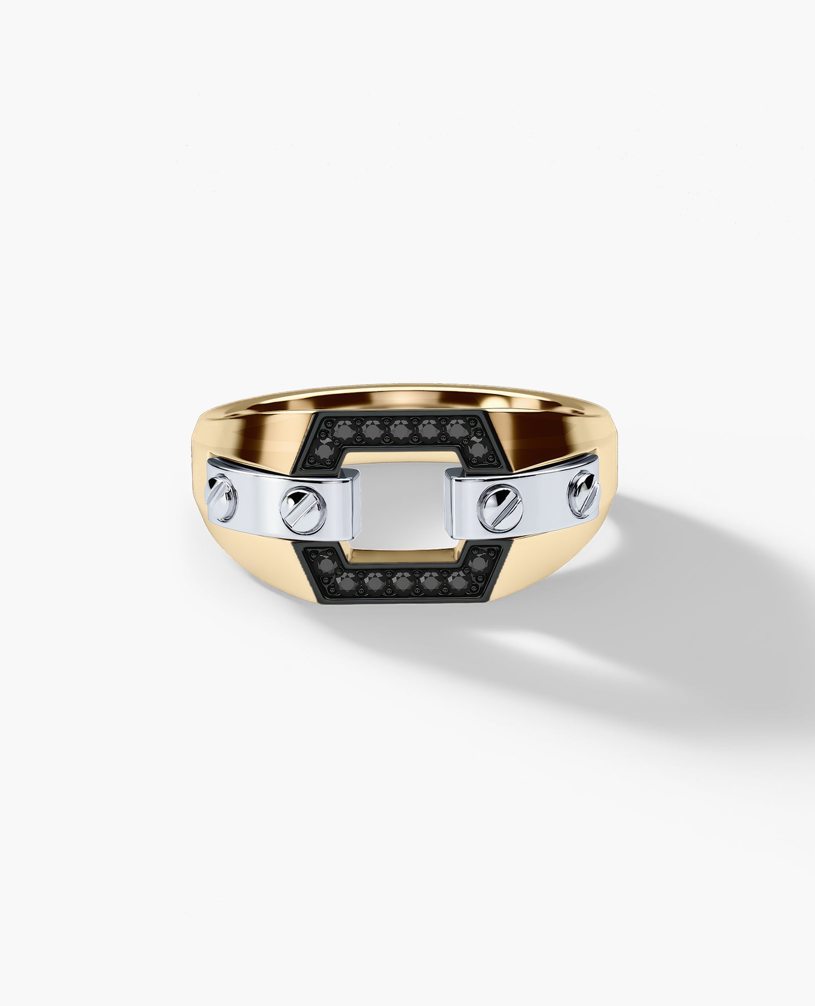 NORTHSTAR Gold Signet Ring with 0.10ct Black Diamonds