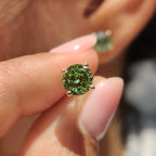 Green Portuguese Cut Diamond Earrings in Push Back
