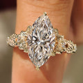 Flower Design Marquise Cut Diamond Ring In Vintage Style