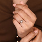 Cushion OMC Cut Hidden Halo Engagement Ring In Solitaire Style