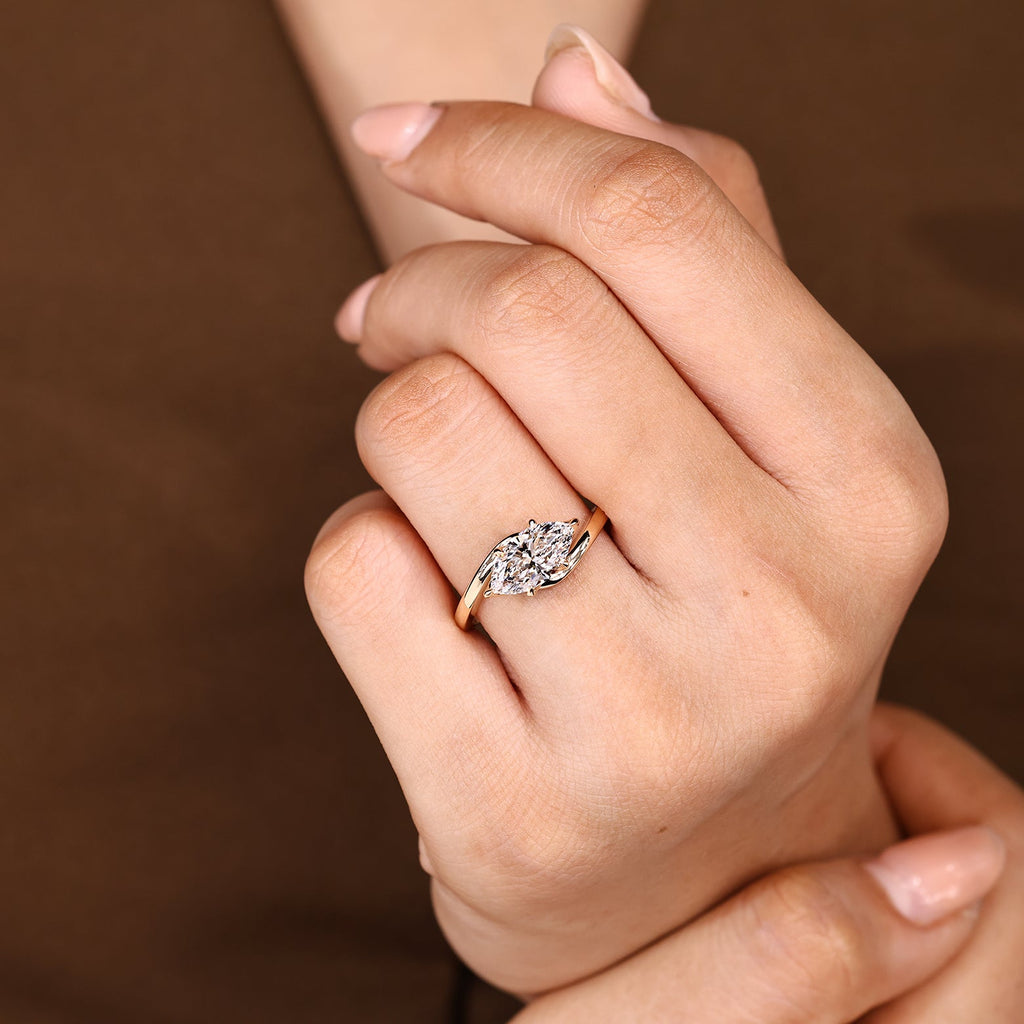 Solitaire Marquise Engagement Ring In East To West Setting