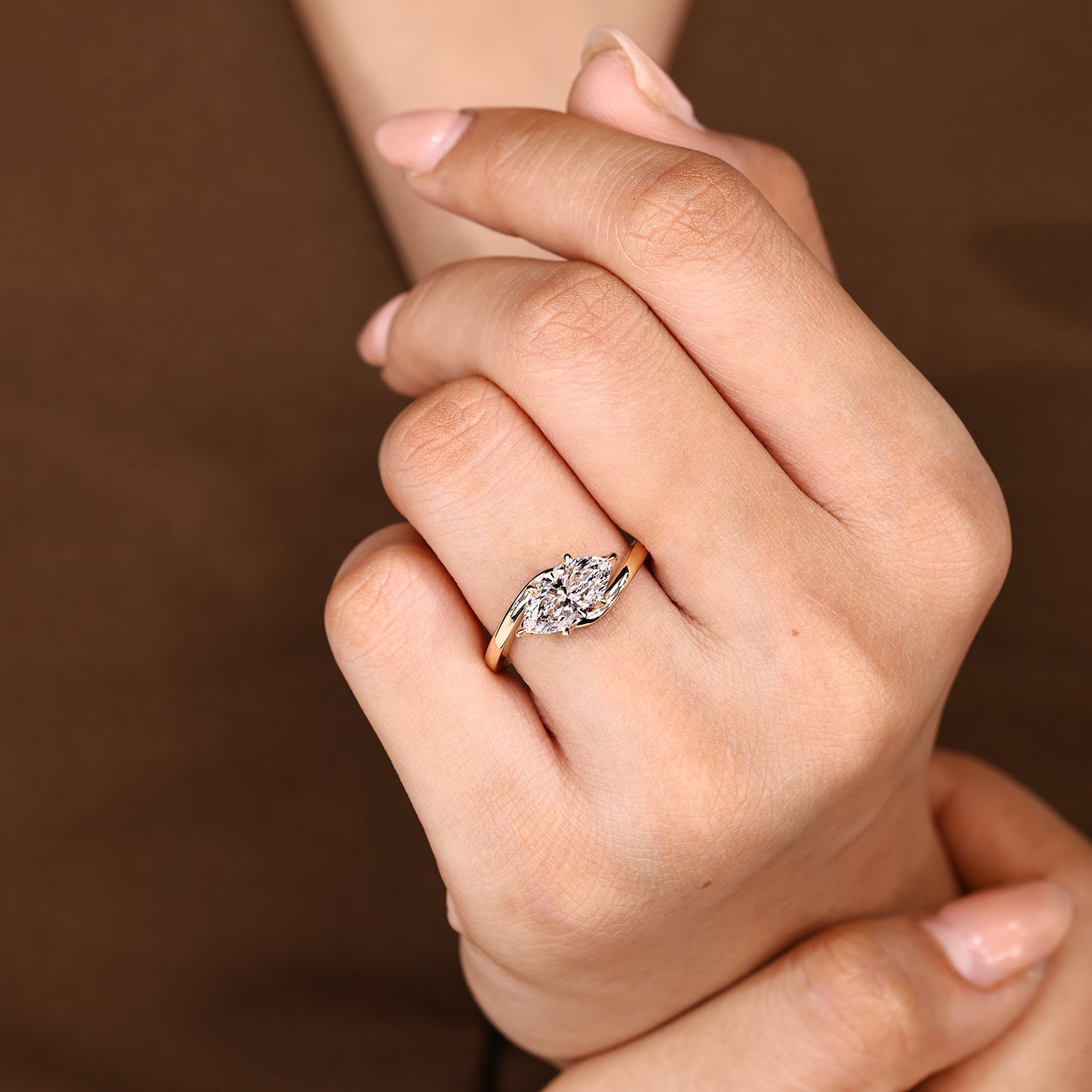Solitaire Marquise Engagement Ring In East To West Setting