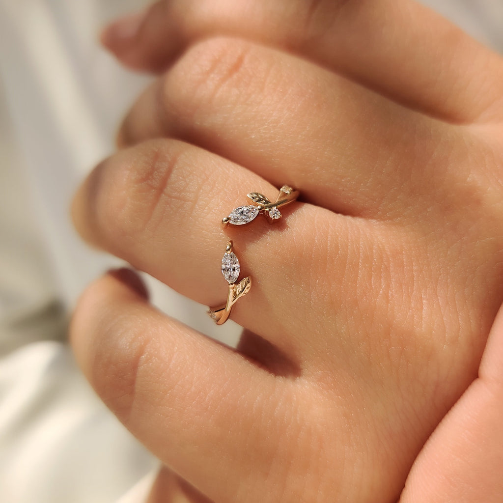 Nature Inspired Stackable Wedding Band in Open Gap Setting