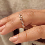 Round Diamond Nature Inspired Wedding Band in Flower Design