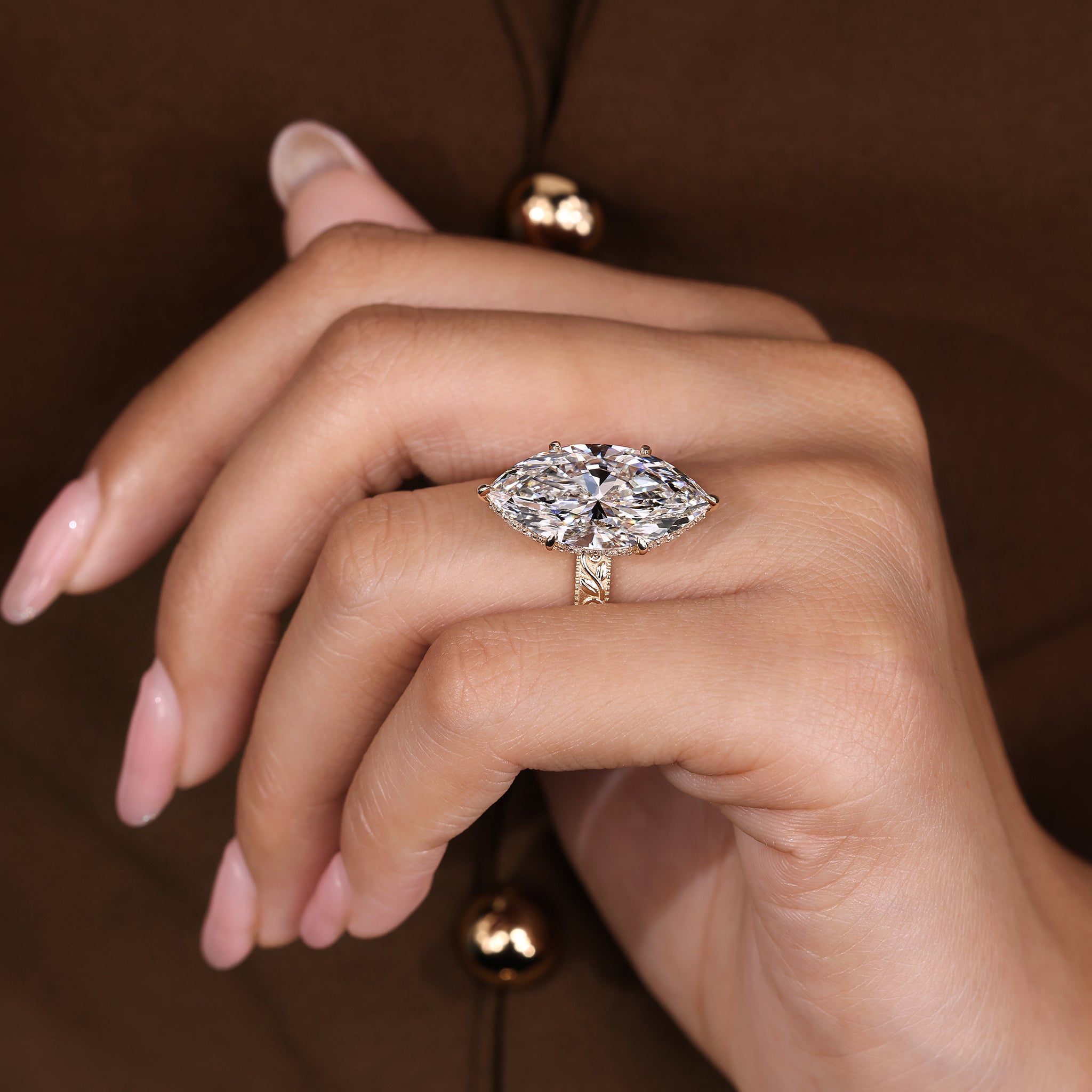 IGI Certified 10-12 Carat Marquise Diamond Ring in Solitaire Style Secondary image