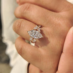 Marquise Diamond Nature Inspired Engagement Ring in Tulip Setting
