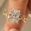 Radiant Cut Nature Inspired Engagement Ring with Leaf Style Prong
