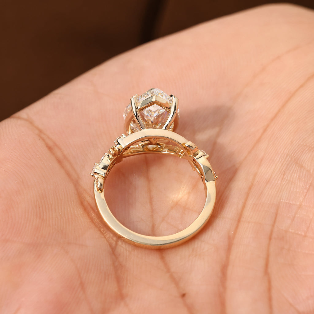 5 - 10 Carat IGI Certified Pear Cut Nature Inspired Engagement Ring