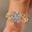Nature Inspired Princess Cut Ring in Leaf Details