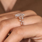 Marquise Diamond Ring in Nature Inspired Style