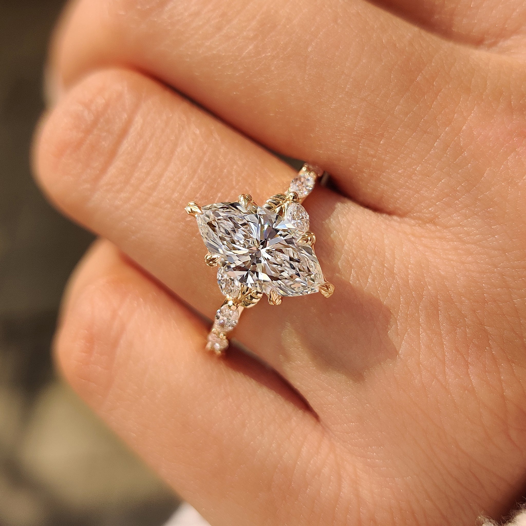Nature Inspired Marquise Diamond Engagement Ring