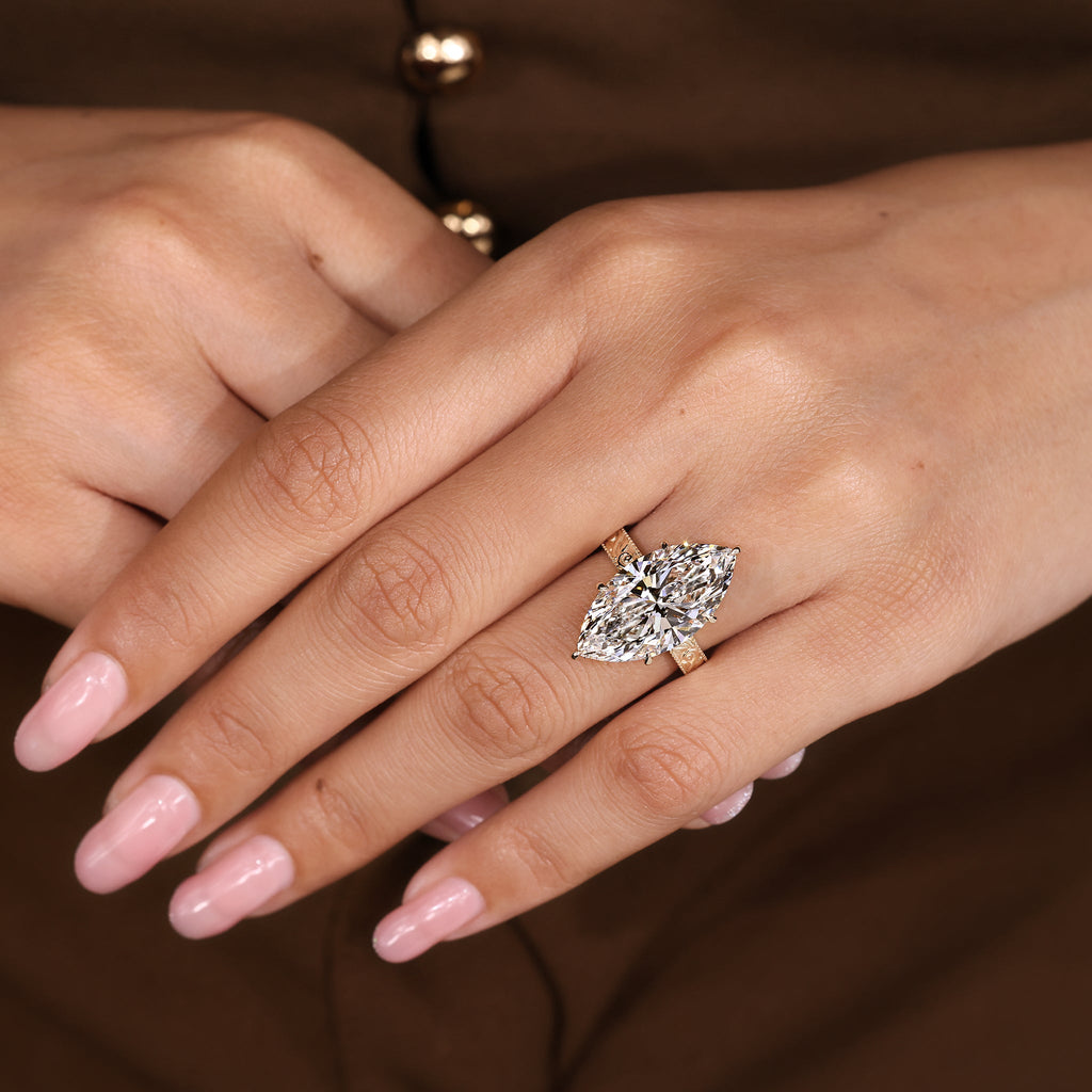 IGI Certified 10-12 Carat Marquise Diamond Ring in Solitaire Style