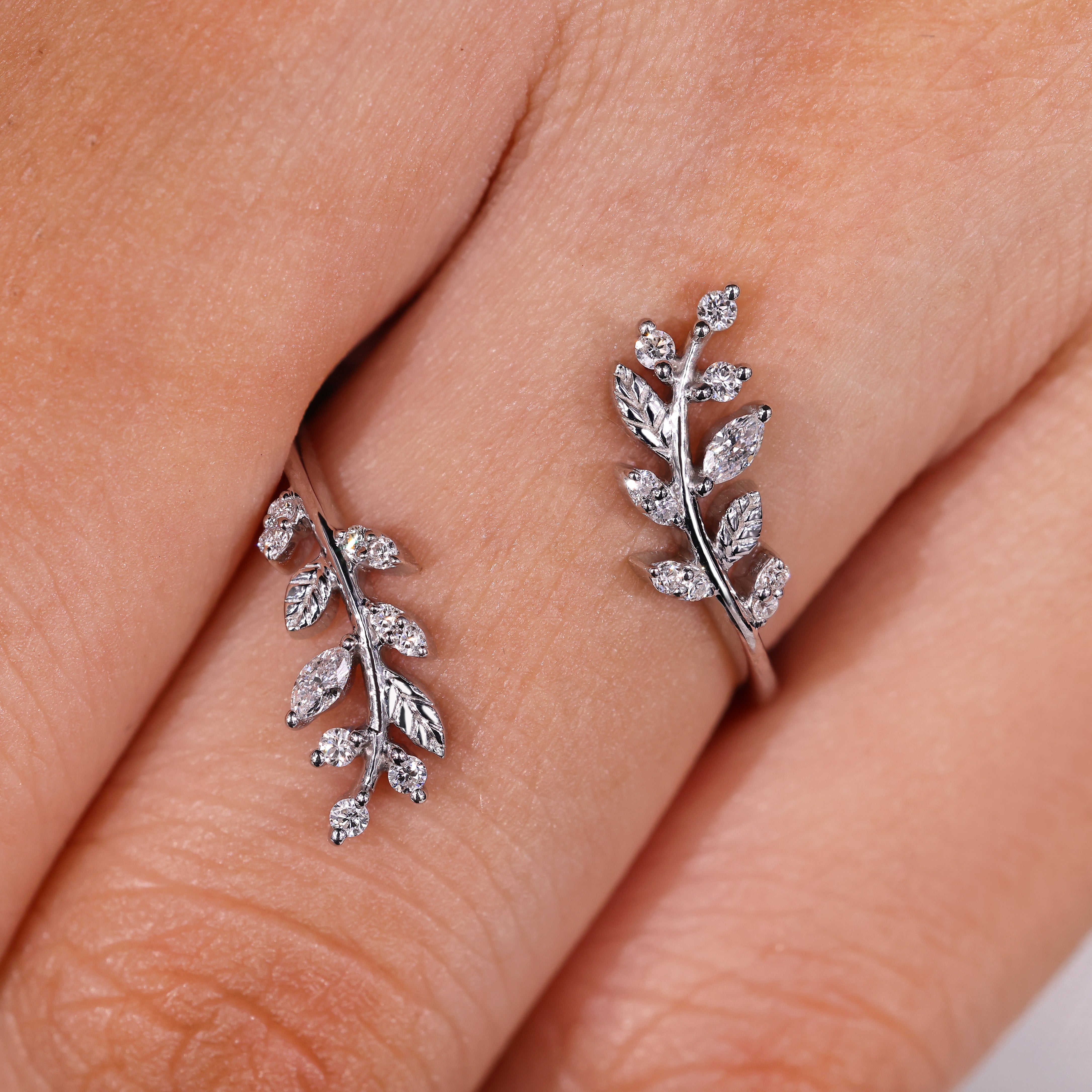 Marquise and Round Wedding Band in Nature Inspired Style Secondary image