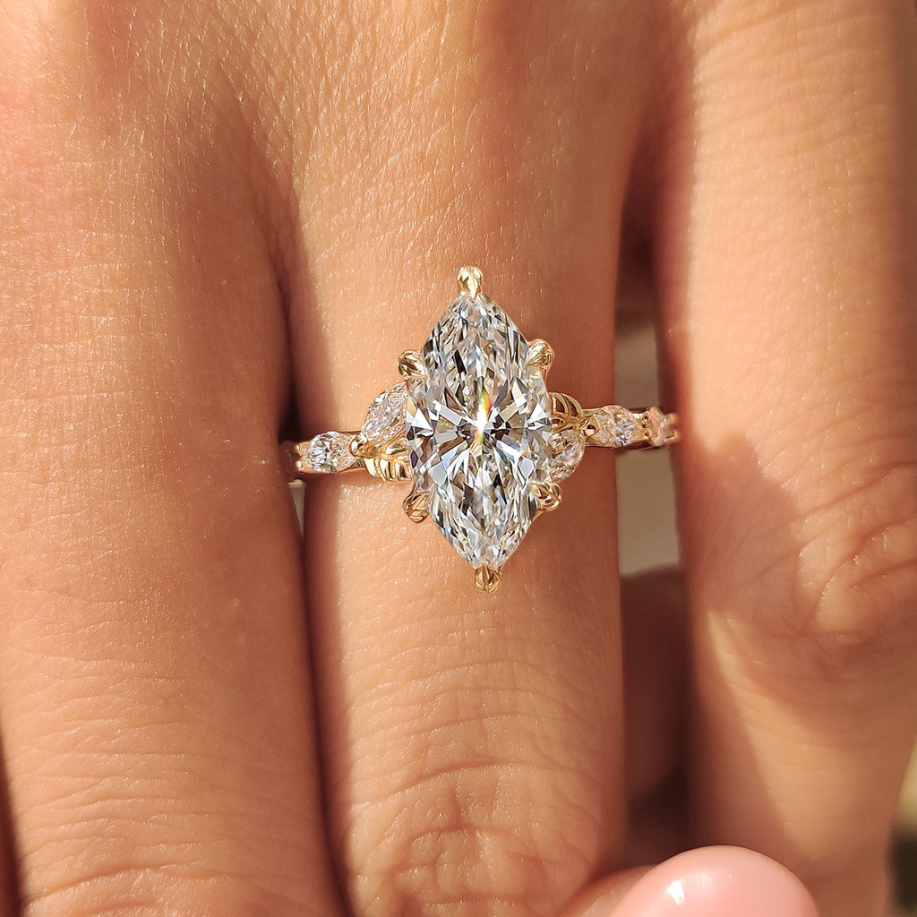 Nature Inspired Marquise Diamond Engagement Ring