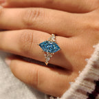Blue Dutch Marquise Nature Inspired Engagement Ring With Side Stone
