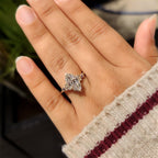 Marquise Diamond Ring in Nature Inspired Style with Amethyst Gemstone