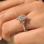 Dutch Marquise Diamond Ring with Hand Engraved Filigree Design