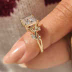 Nature Inspired Princess Cut Ring in Leaf Details