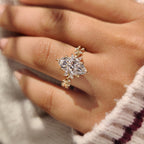 Marquise Diamond Ring in Nature Inspired Setting