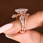 Dutch Marquise Ring with Enhancer Band Nature Inspired Bridal Set