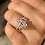 Marquise Diamond Nature Inspired Engagement Ring in Tulip Setting