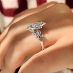 Nature Inspired Marquise Cut Engagement Ring in Floral Details