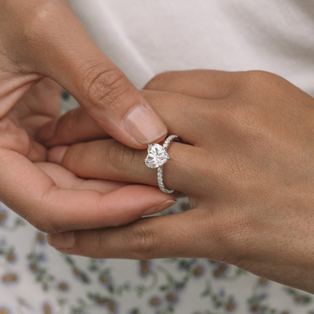 2.50 CT Heart Cut Moissanite Four Prongs Engagement Ring