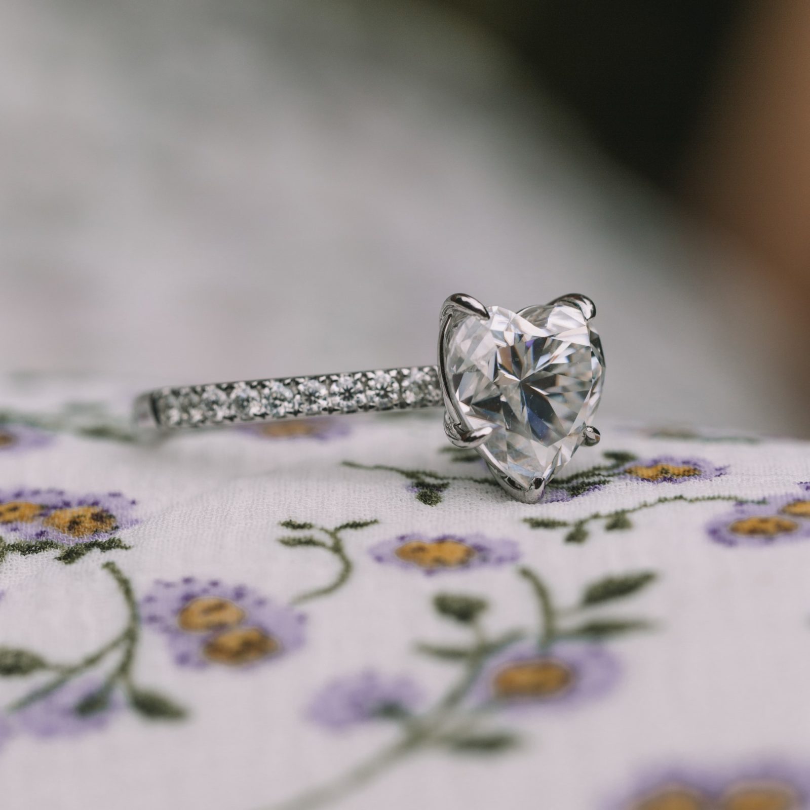 2.50 CT Heart Cut Moissanite Four Prongs Engagement Ring