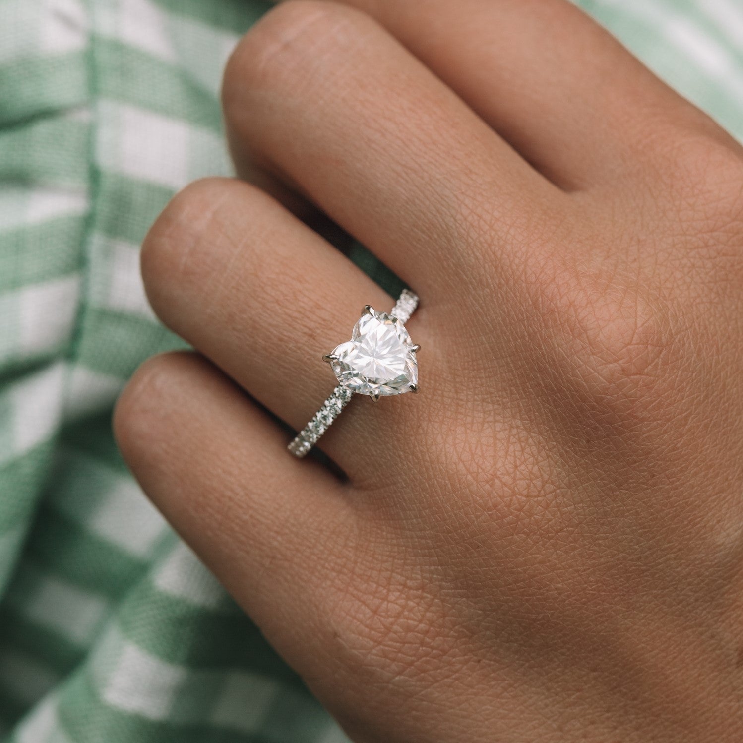 2.50 CT Heart Cut Moissanite Four Prongs Engagement Ring