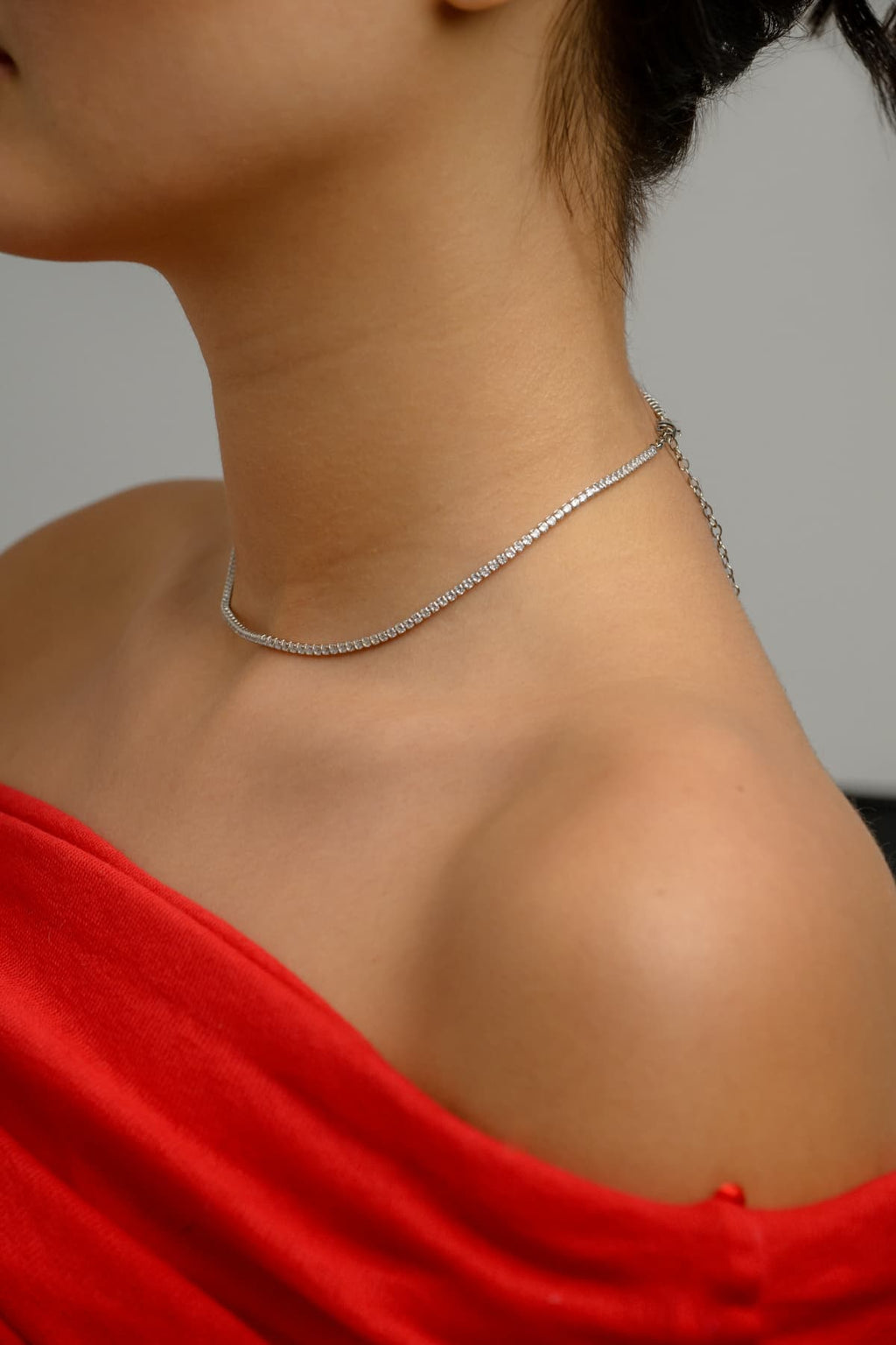 Round Lab Grown Diamond Tennis Necklace