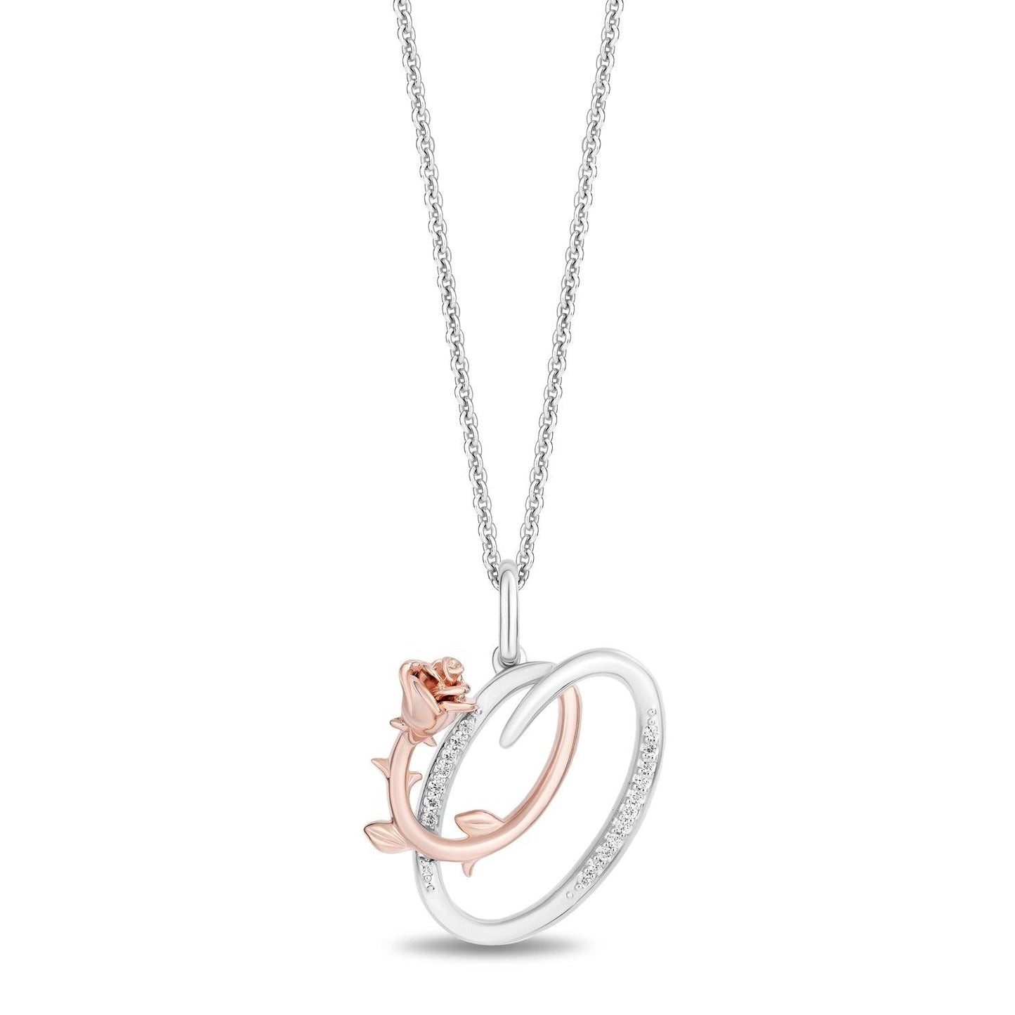 Enchanted Disney Fine Jewelry Diamonds Alphabet A to Z Belle Pendant Necklace