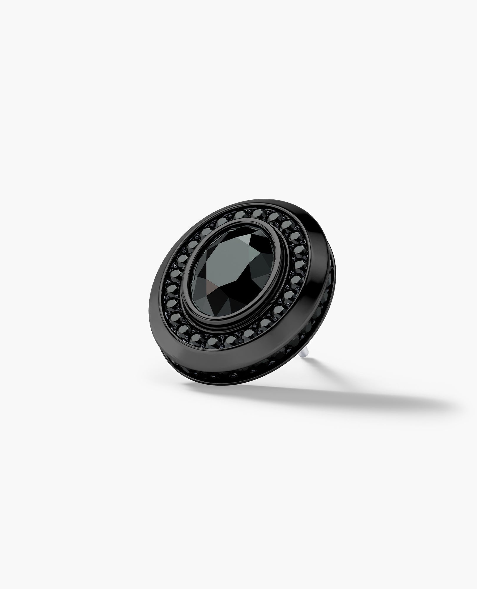 HALO EverBlak Gold Oval Cut Single Stud Earring with 0.55ct - 1.40ct Black Diamonds