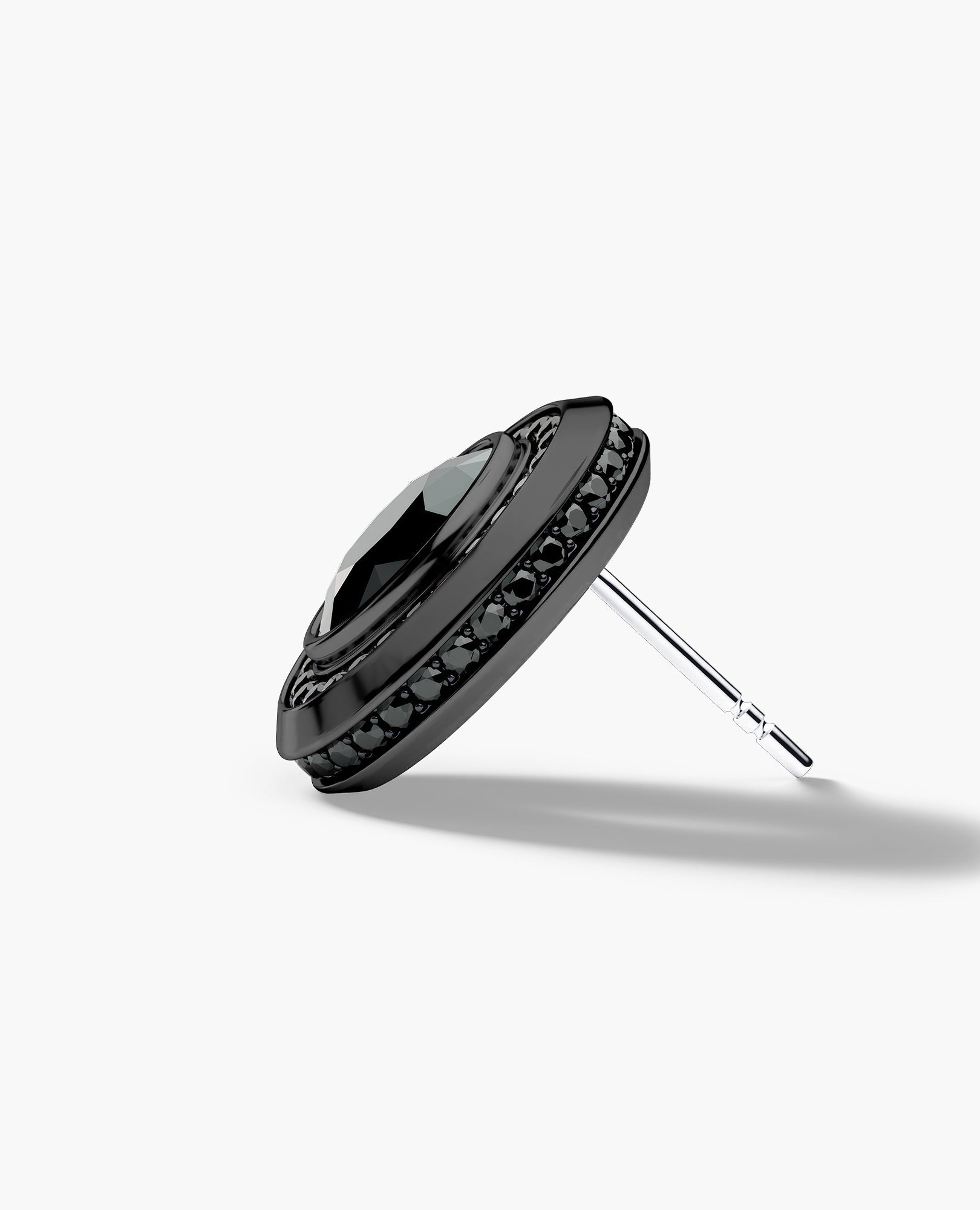 HALO EverBlak Gold Oval Cut Single Stud Earring with 0.55ct - 1.40ct Black Diamonds