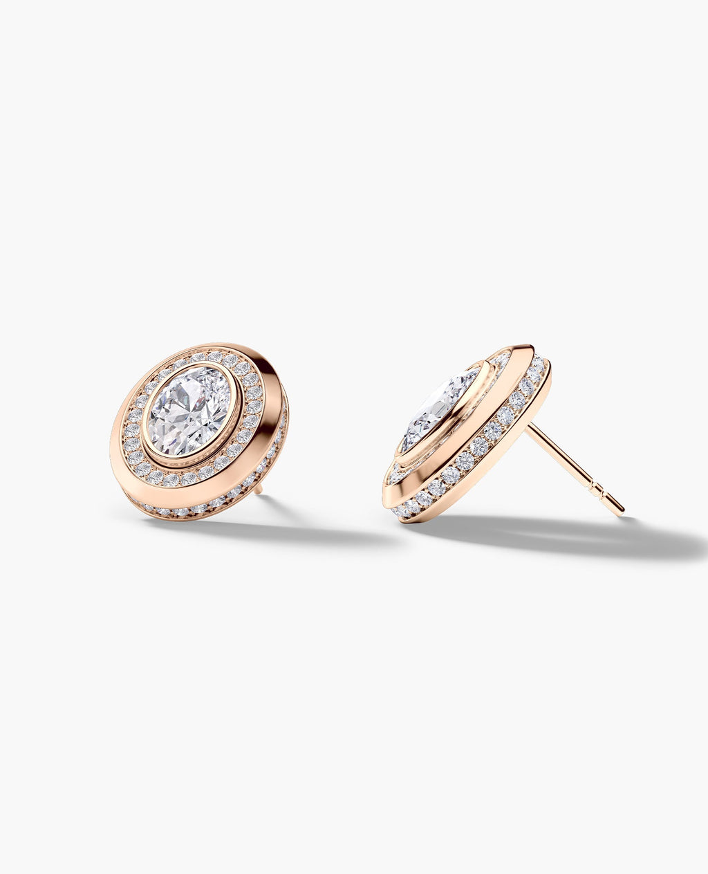 HALO Gold Oval Cut Single Stud Earring with 0.55ct - 1.40ct Diamonds