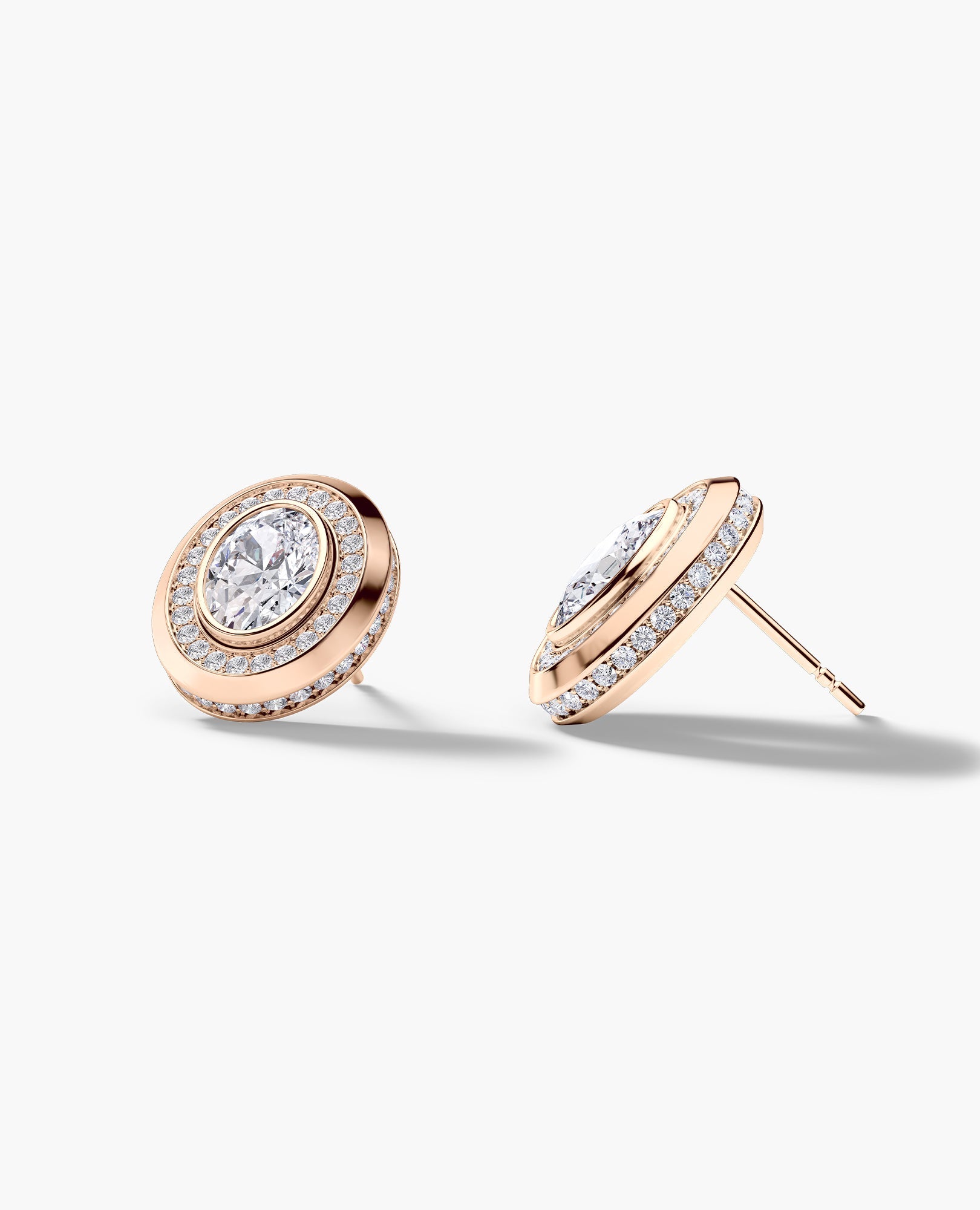 HALO Gold Oval Cut Single Stud Earring with 0.55ct - 1.40ct Diamonds