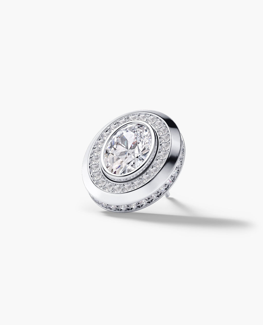 HALO Gold Oval Cut Single Stud Earring with 0.55ct - 1.40ct Diamonds