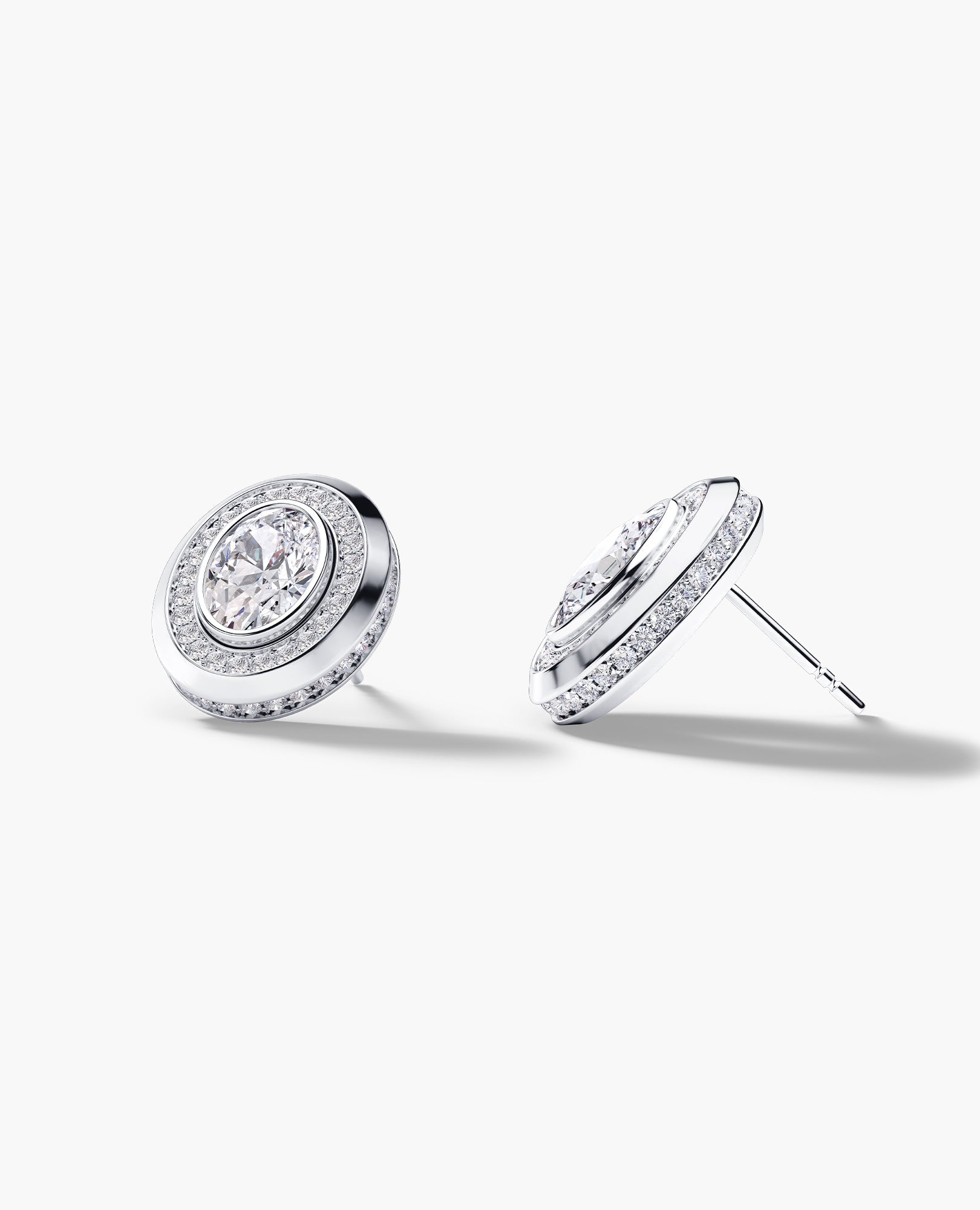 HALO Gold Oval Cut Single Stud Earring with 0.55ct - 1.40ct Diamonds