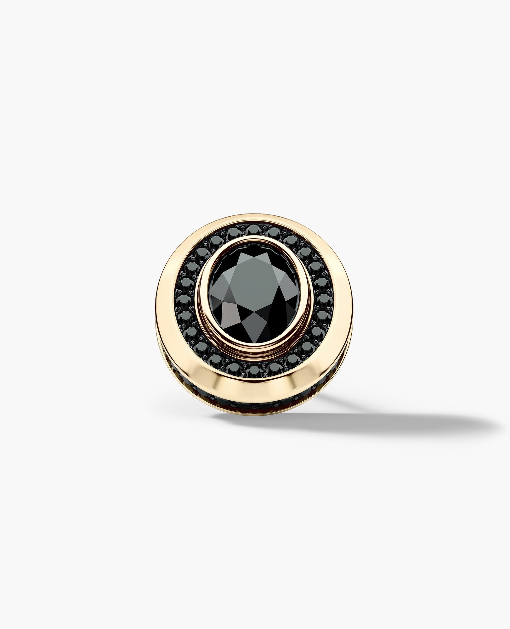 HALO Gold Oval Cut Single Stud Earring with 0.55ct - 1.40ct Black Diamonds