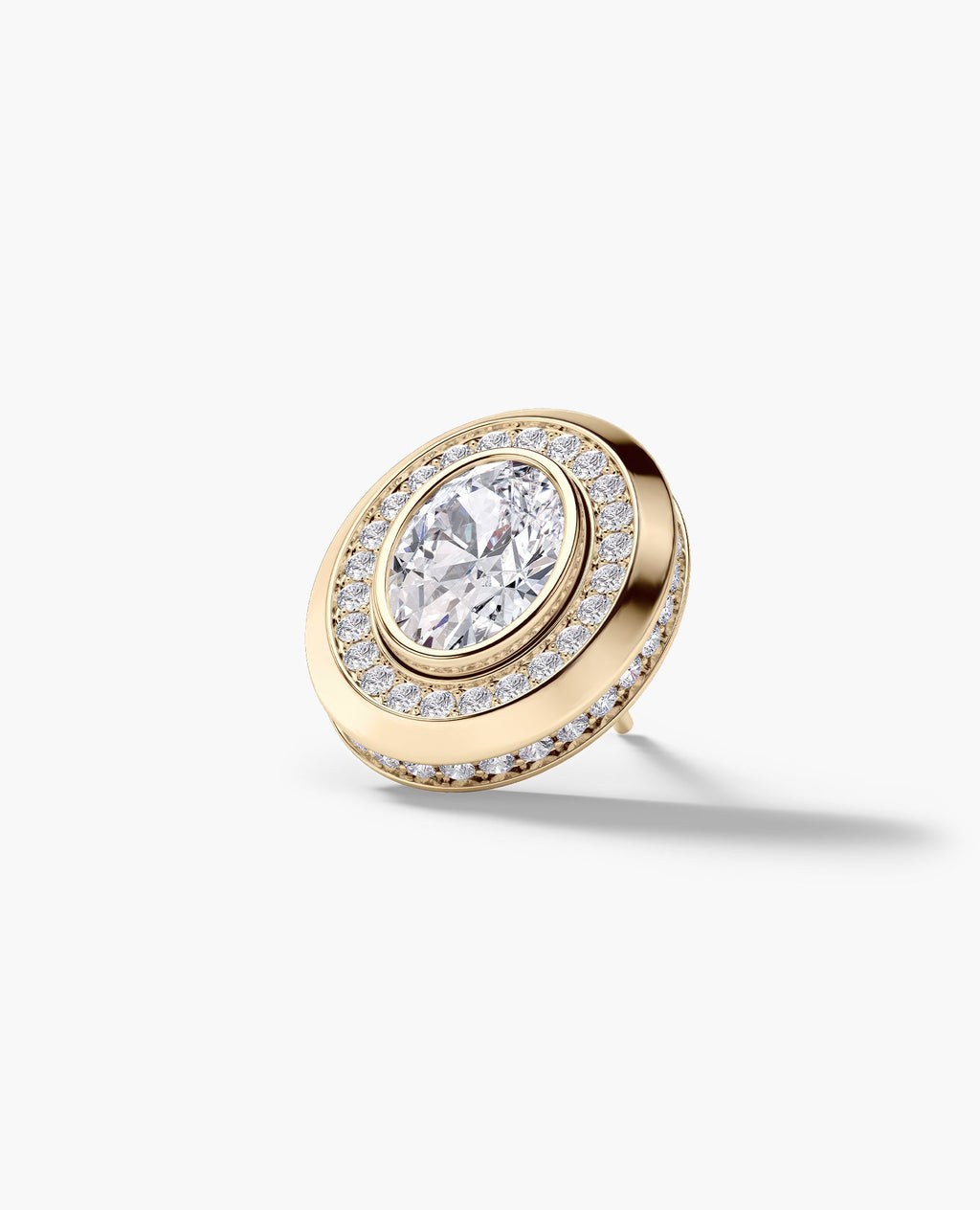 HALO Gold Oval Cut Single Stud Earring with 0.55ct - 1.40ct Diamonds