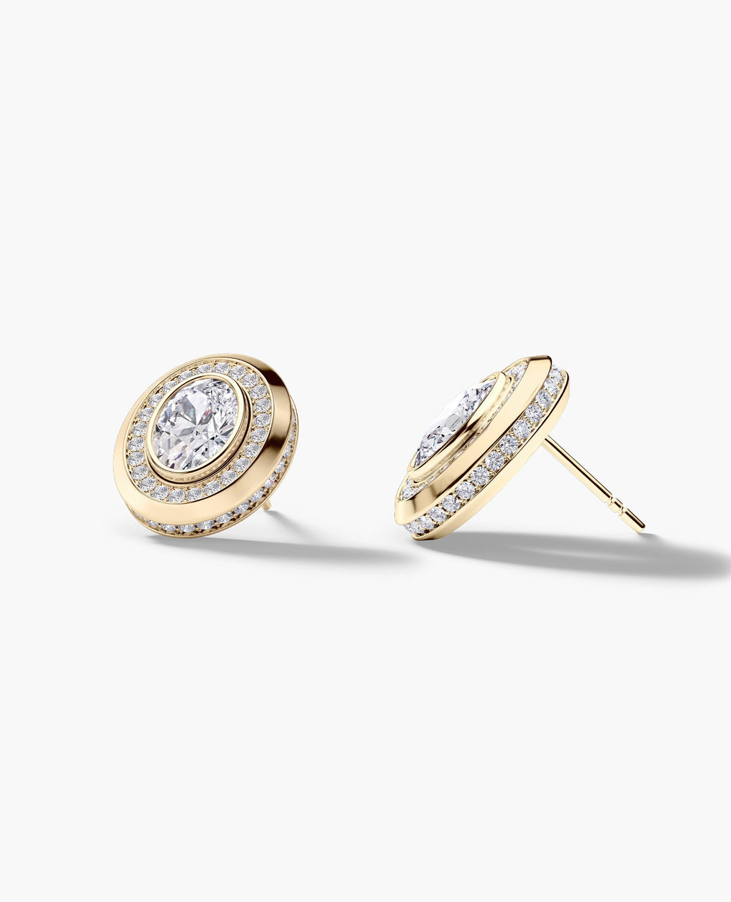 HALO Gold Oval Cut Single Stud Earring with 0.55ct - 1.40ct Diamonds