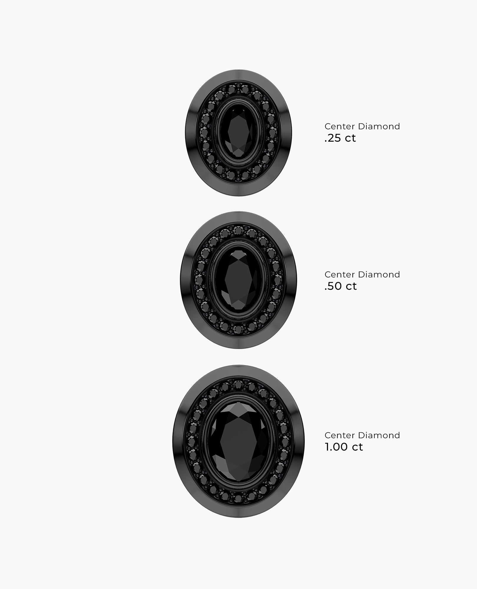 HALO EverBlak Gold Oval Cut Single Stud Earring with 0.55ct - 1.40ct Black Diamonds
