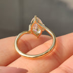 Old European cut Marquise Diamond Ring in Bypass Setting