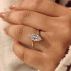 Old European cut Marquise Diamond Ring in Bypass Setting