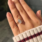 Solitaire Marquise Ring With Wedding Band in half eternity